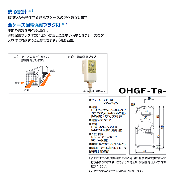 大穂製作所 OHGF-Tc-1500FK|対面ショーケース|多目的冷蔵ショーケース