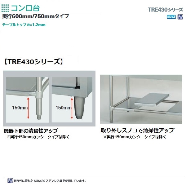 タニコーTRE-GT-90ANB|コンロ台 バックガードなし|コンロ台・その他台